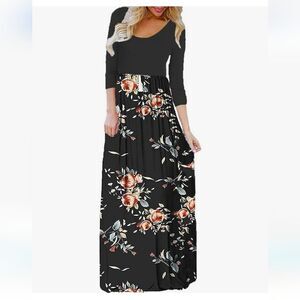 Bluetime Women's 3/4 Sleeve Floral Print Dress Size 3XL